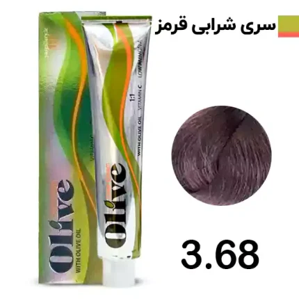 رنگ مو الیو قرمز تیره olive شماره 3.68
